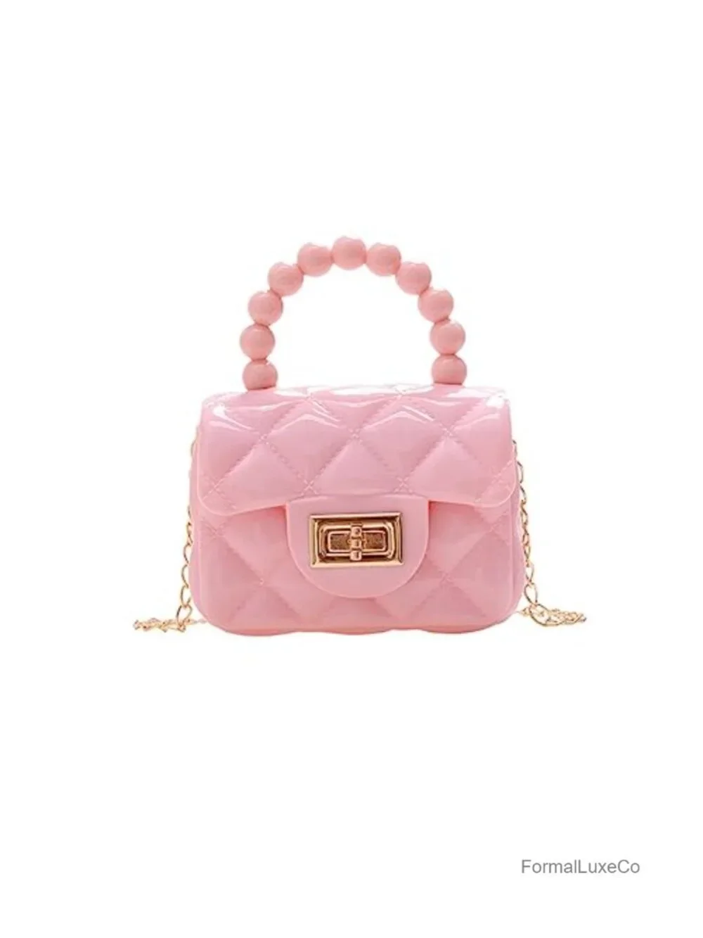 Mini Jelly Crossbody Bag with Pearl Handle PVC Clear Purse